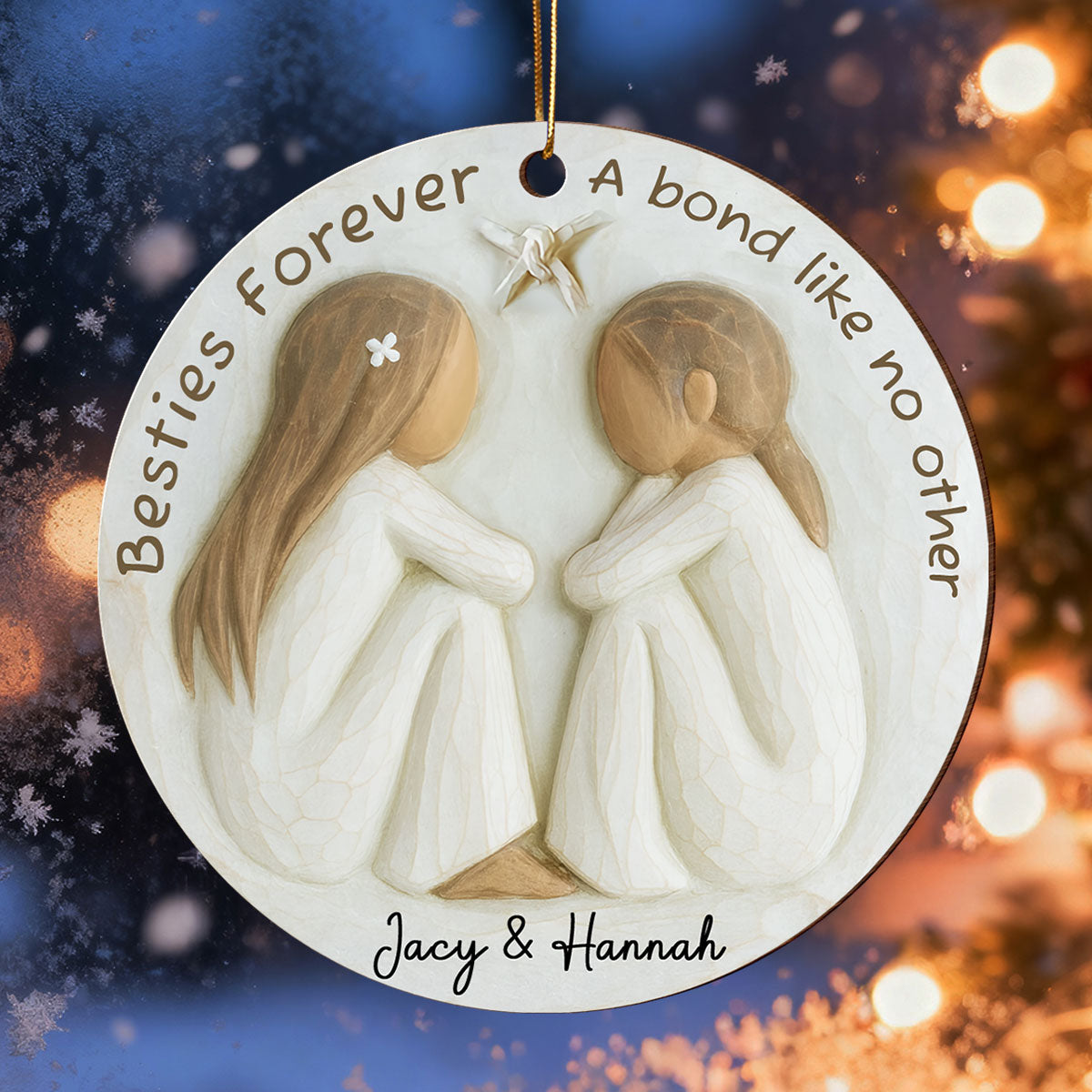 A Bond Like No Other Besties 3D Effect - Personalized Wooden Ornament - Gift For Best Friend