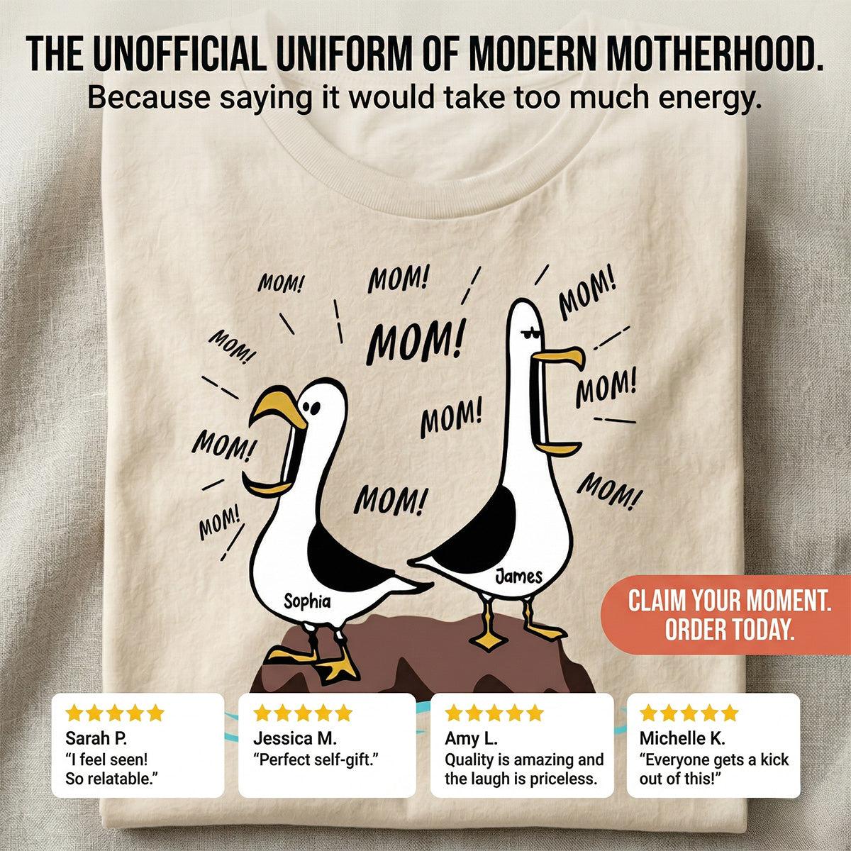 Seagull Mom Mom Mom - Personalized Shirt - Funny Mother's Day Gift For Mom