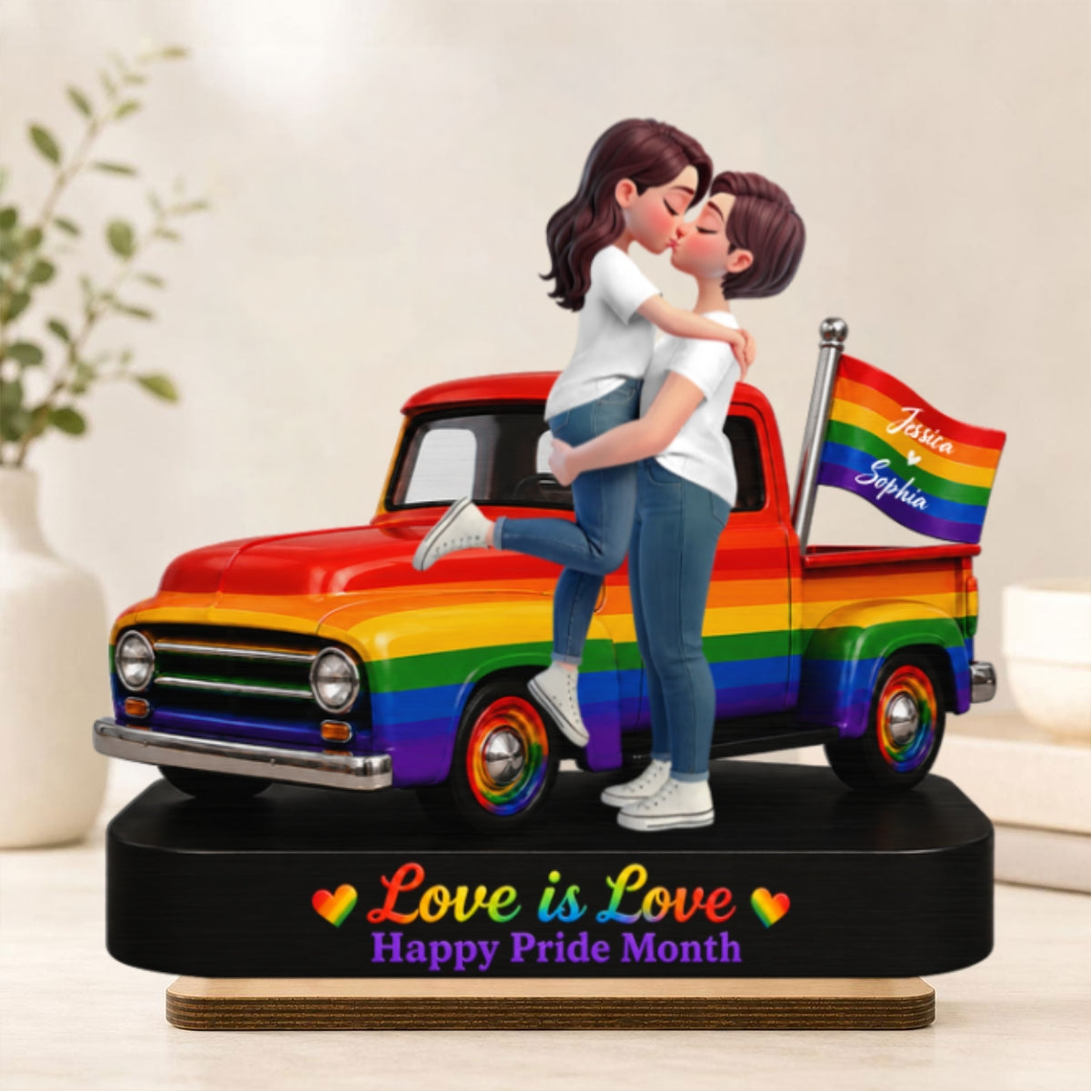 LGBT+ Couple Forever Love Wins - Personalized 2-Layered Wooden Plaque - Gift For Couple, Happy Pride Month