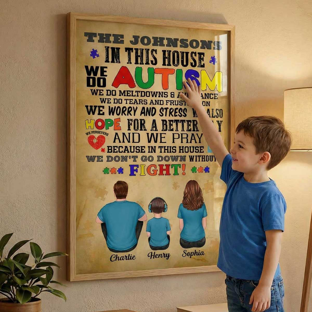 In This House We Do Autism Family Back View - Personalized Poster - Autism Awareness Home Decor