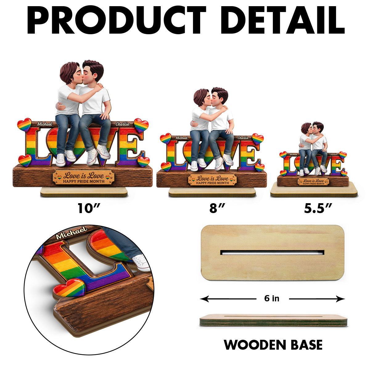 LGBT+ Couple Forever Love - Personalized 2-Layered Wooden Plaque - Gift For Couple, Happy Pride Month