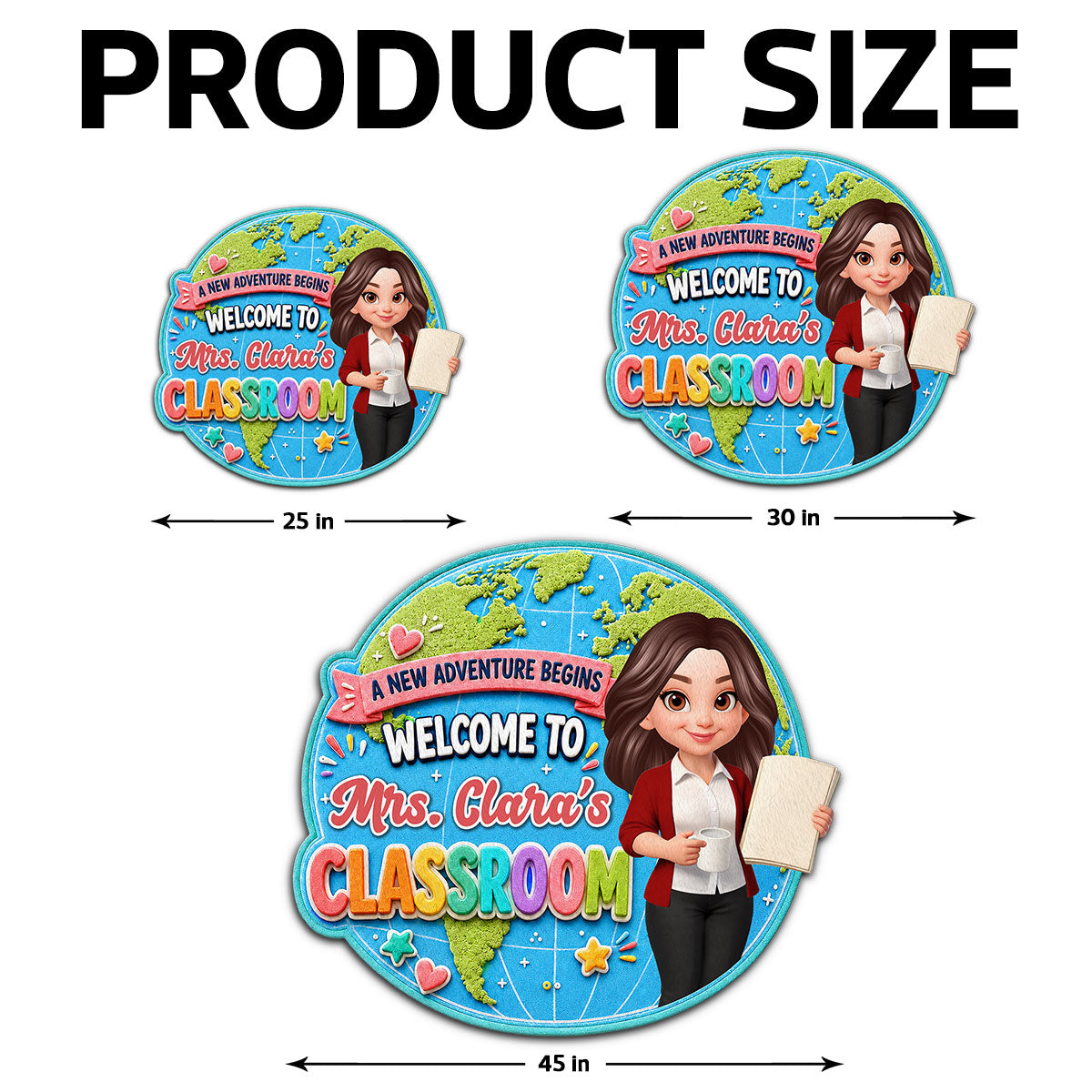 Globe Teacher Welcome To Classroom - Personalized Doormat - Back To School Gift For Teacher, Classroom Decor