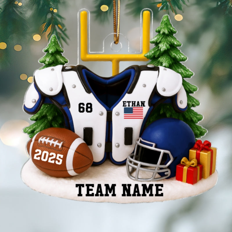 3D Effect Proud Nation Flag American Football Shoulder Pads - Personalized Acrylic Ornament - Gift For Football Lovers