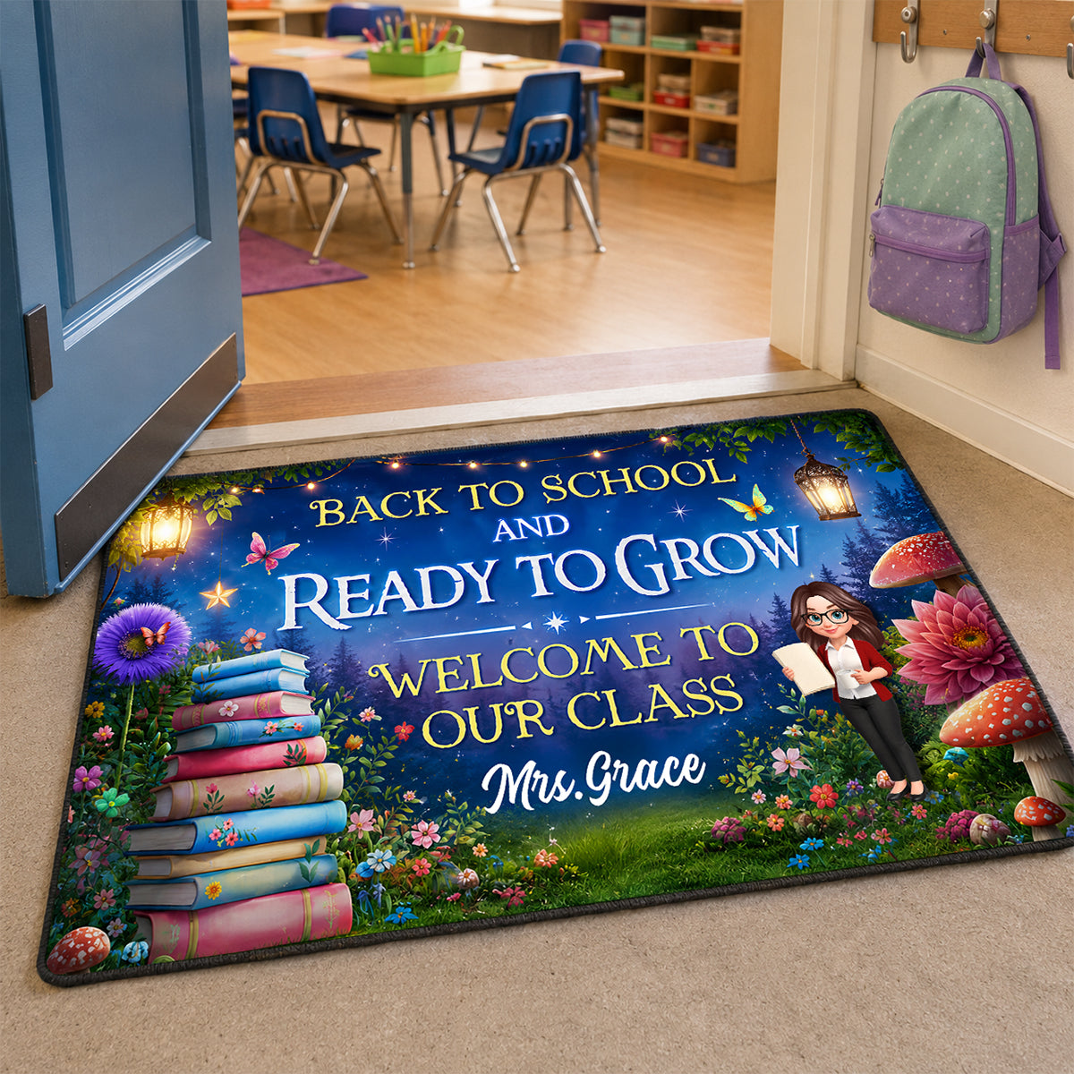 Back To School And Ready To Grow - Personalized Doormat - Back To School Gift For Teacher, Classroom Decor