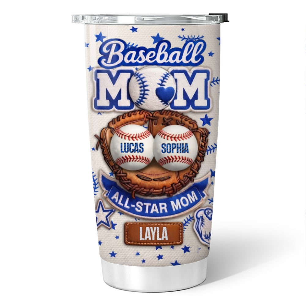Baseball All Star Mom - Personalized Tumbler - Mother's Day Gift for Mom, Wife