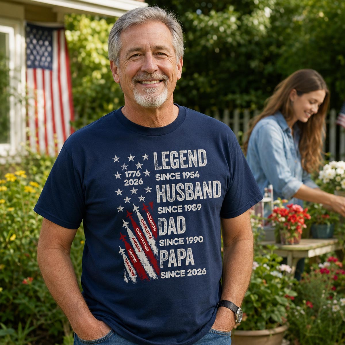 Legend Husband Dad Grandpa Kid Custom Name - Personalized Shirt - American 250th Anniversary Keepsake For Husband, Dad, Grandpa