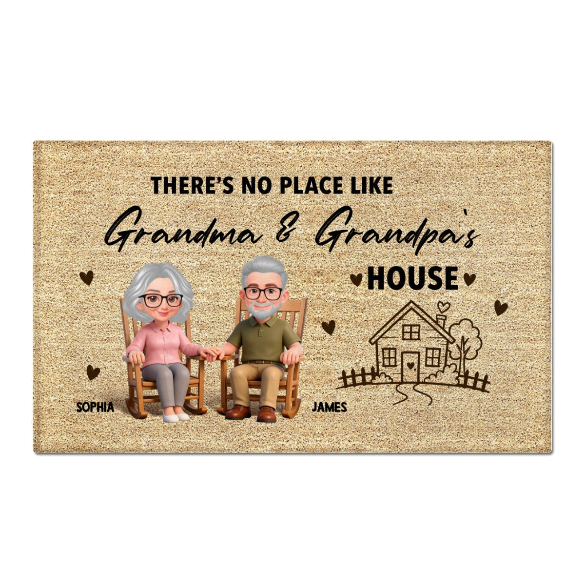 No Place Like Grandparents' House - Personalized Doormat - Home Decor Gift, Grandkids Welcome Decorations