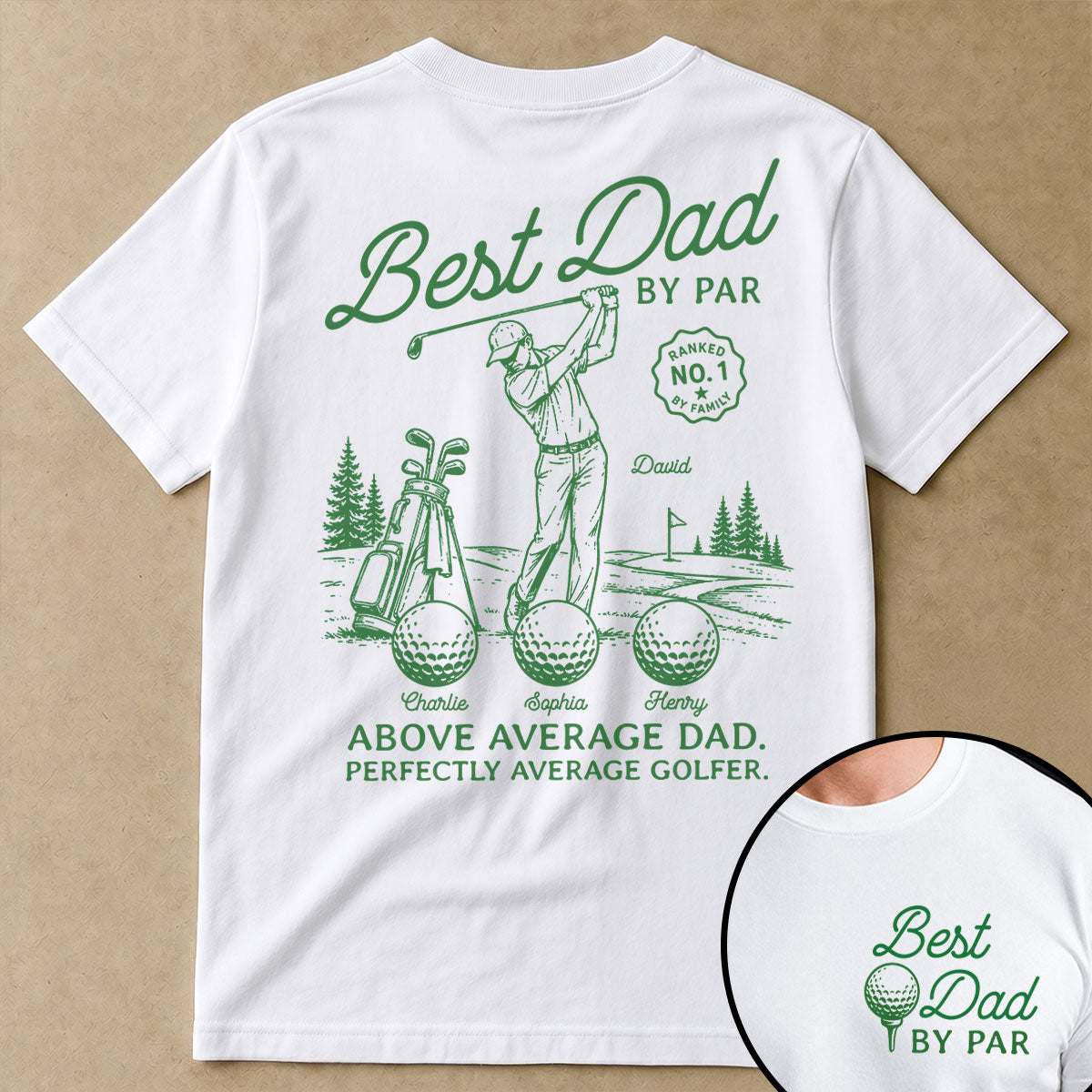 Golf Dad Legend Best Dad By Par - Personalized Double-Sided Shirt - Father's Day Gift For Dad, Husband, Golfers
