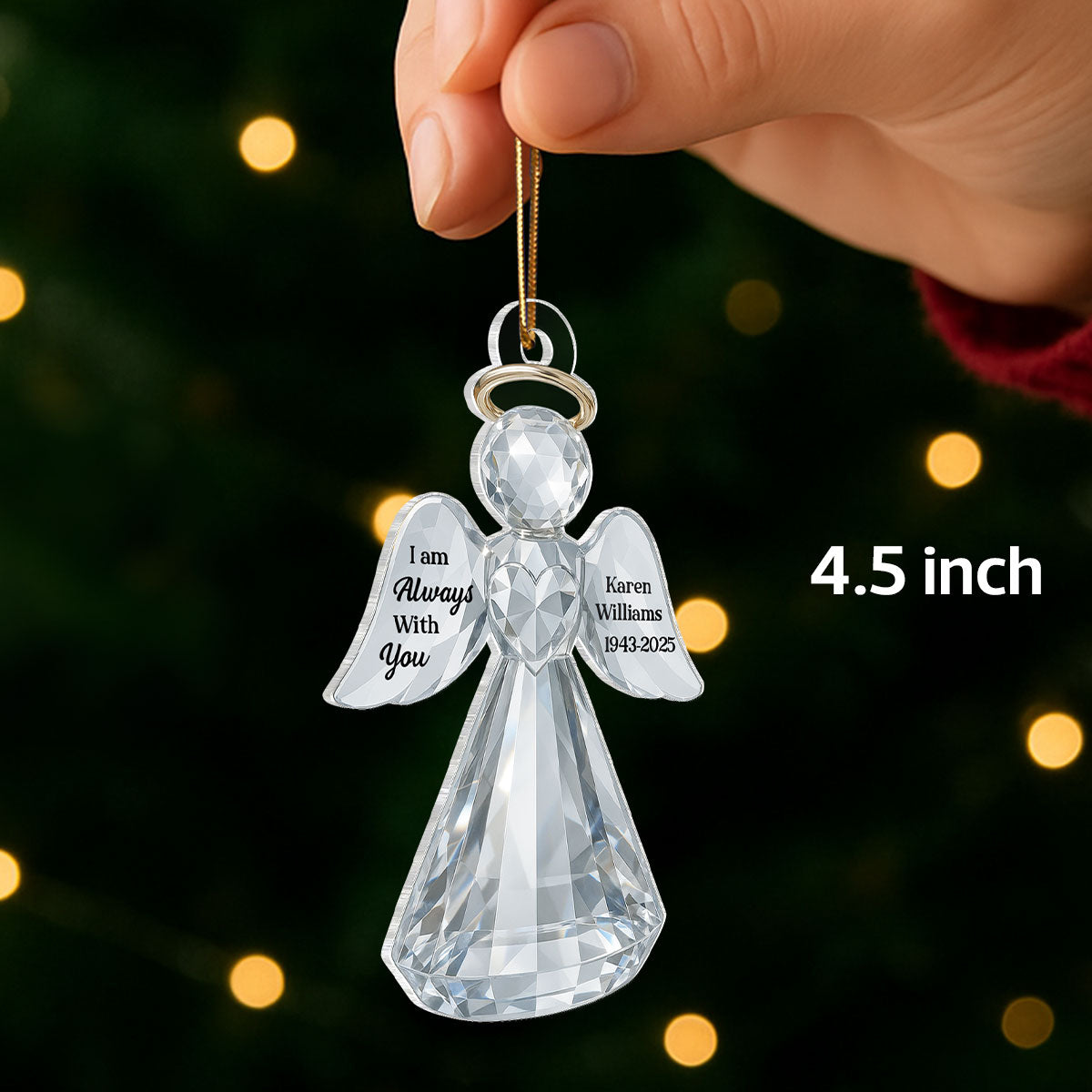 I Am Always With You Angel Memorial Crystal Effect - Personalized Acrylic Ornament - Heartfelt Memorial Christmas Gift for Loved Ones