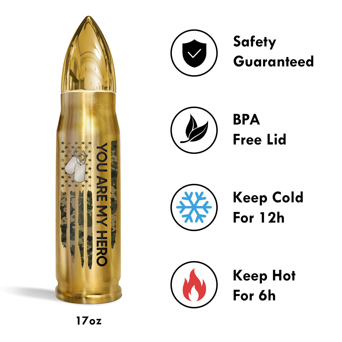 Proud American Military Dad You Are Our Hero - Personalized Bullet Tumbler - Father's Day Gift For Dad, Husband