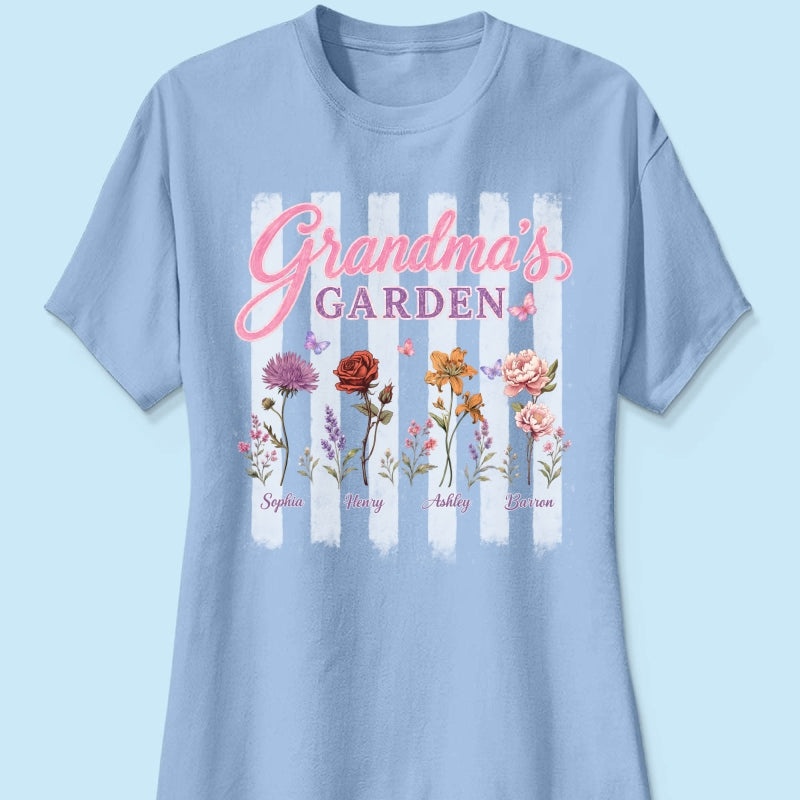 Grandma's Garden Preppy Stripe - Personalized Shirt - Trendy Summer Tee for Grandma