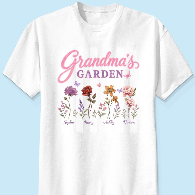 Grandma's Garden Preppy Stripe - Personalized Shirt - Trendy Summer Tee for Grandma