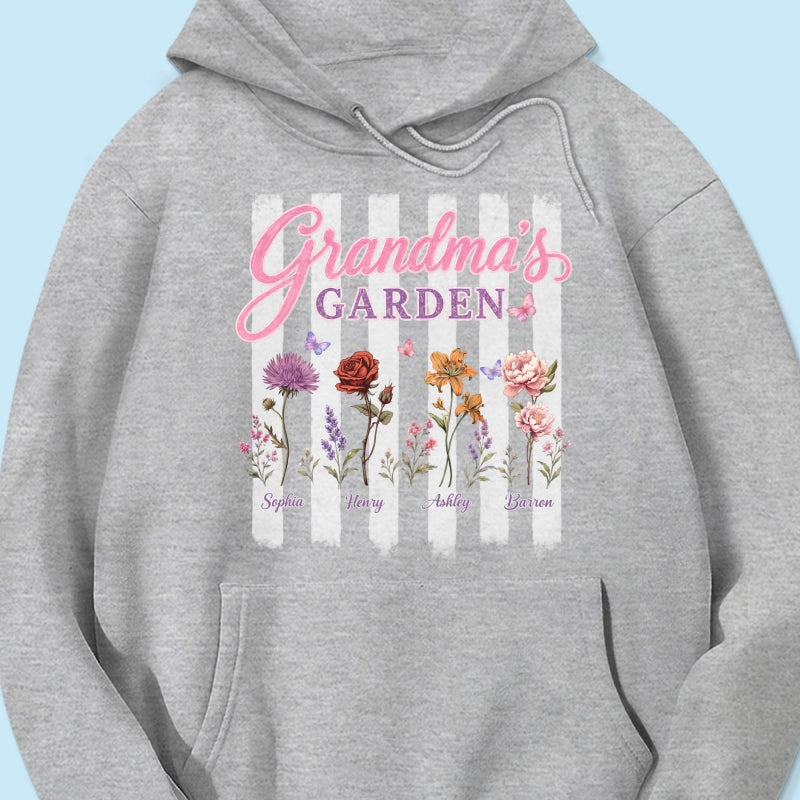 Grandma's Garden Preppy Stripe - Personalized Shirt - Trendy Summer Tee for Grandma
