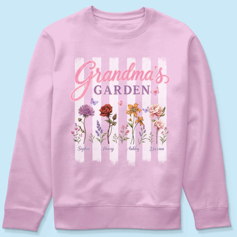 Grandma's Garden Preppy Stripe - Personalized Shirt - Trendy Summer Tee for Grandma