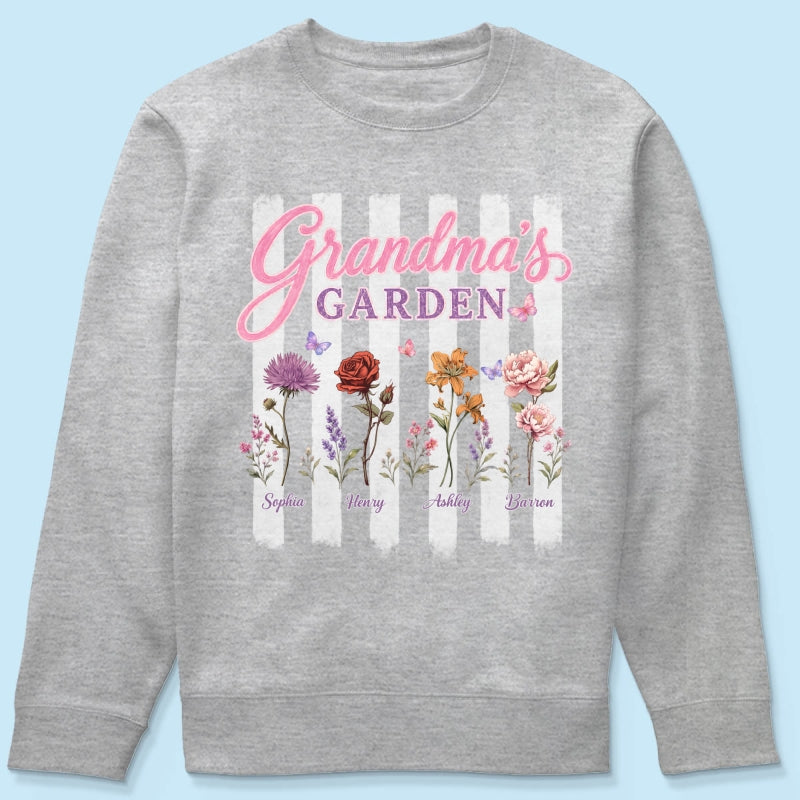 Grandma's Garden Preppy Stripe - Personalized Shirt - Trendy Summer Tee for Grandma