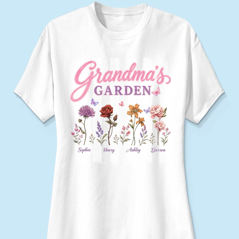 Grandma's Garden Preppy Stripe - Personalized Shirt - Trendy Summer Tee for Grandma