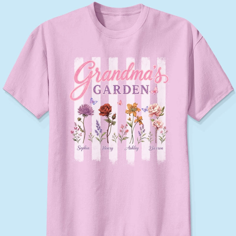 Grandma's Garden Preppy Stripe - Personalized Shirt - Trendy Summer Tee for Grandma