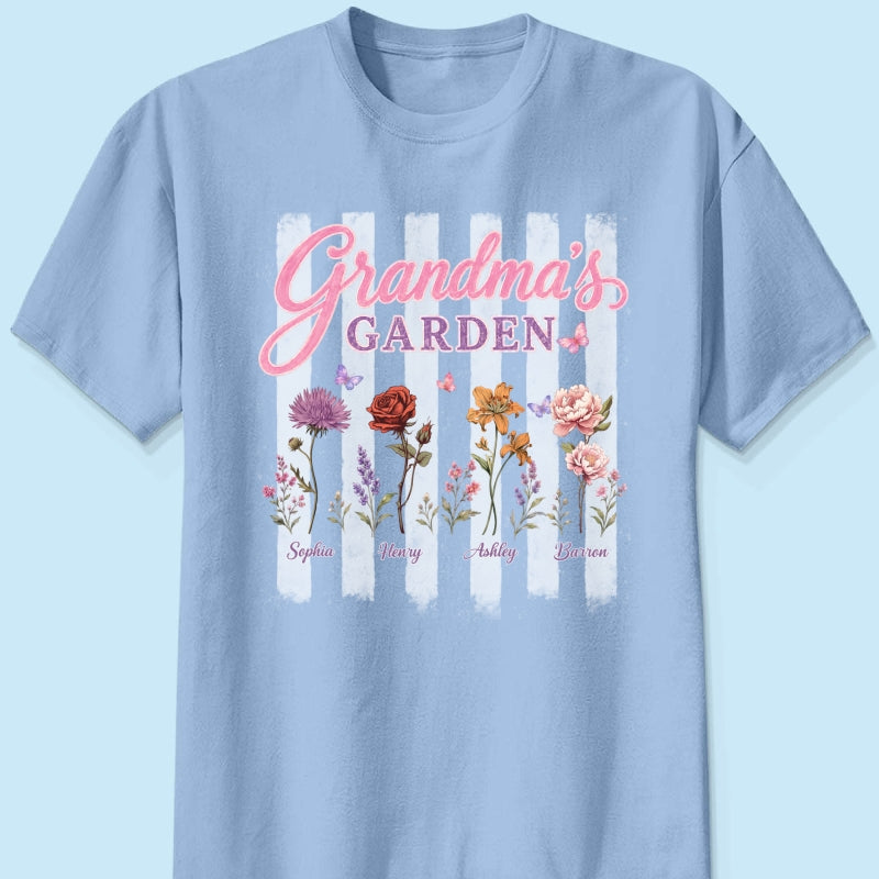 Grandma's Garden Preppy Stripe - Personalized Shirt - Trendy Summer Tee for Grandma