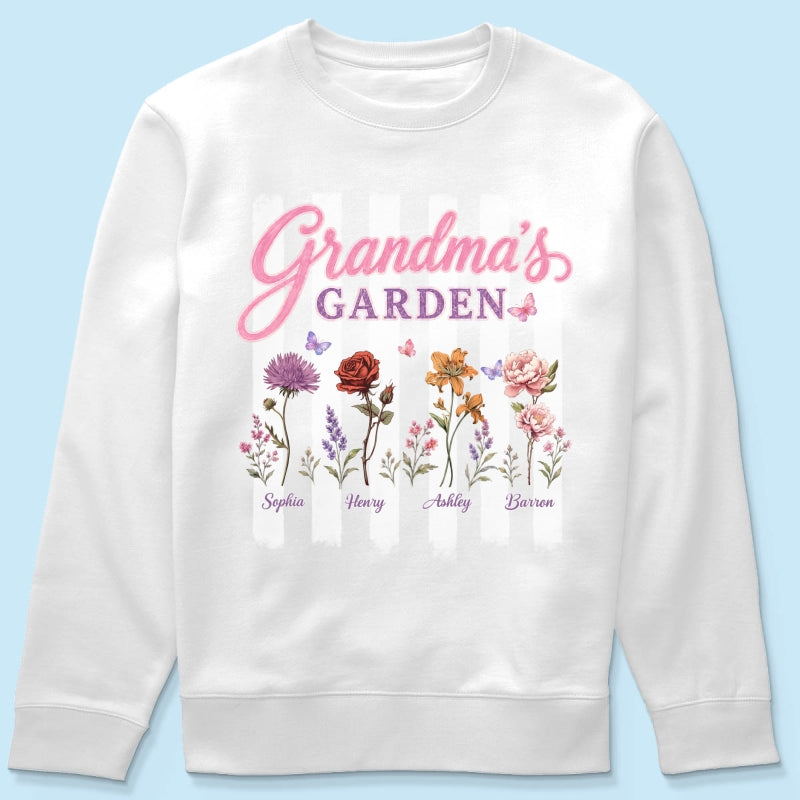 Grandma's Garden Preppy Stripe - Personalized Shirt - Trendy Summer Tee for Grandma