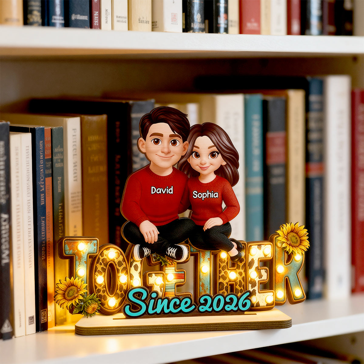 Western Vibe Couple Sitting - Personalized 2-Layered Wooden Plaque - Meaningful Gift for him, for her