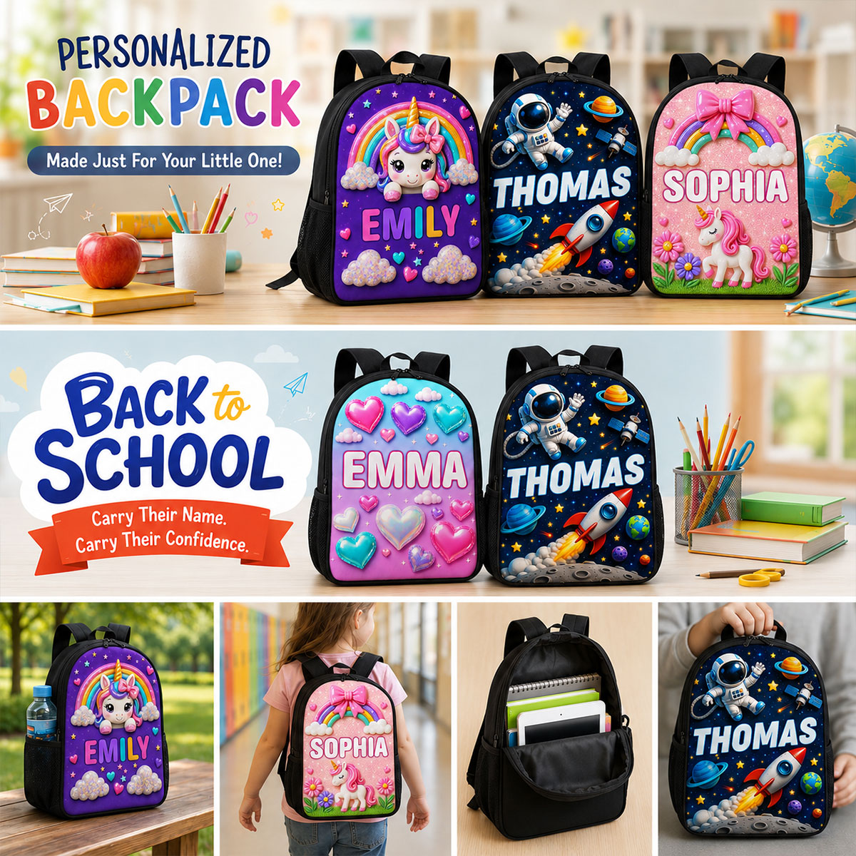 Magical Backpack For Kids - Personalized Backpack - Back to School Gift for Kids, Boys, Girls