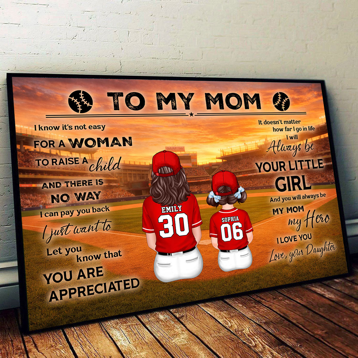 To My Mom Baseball Mom And Kids - Personalized Poster - Heartfelt Gift For Baseball Mom, Gift For Wife