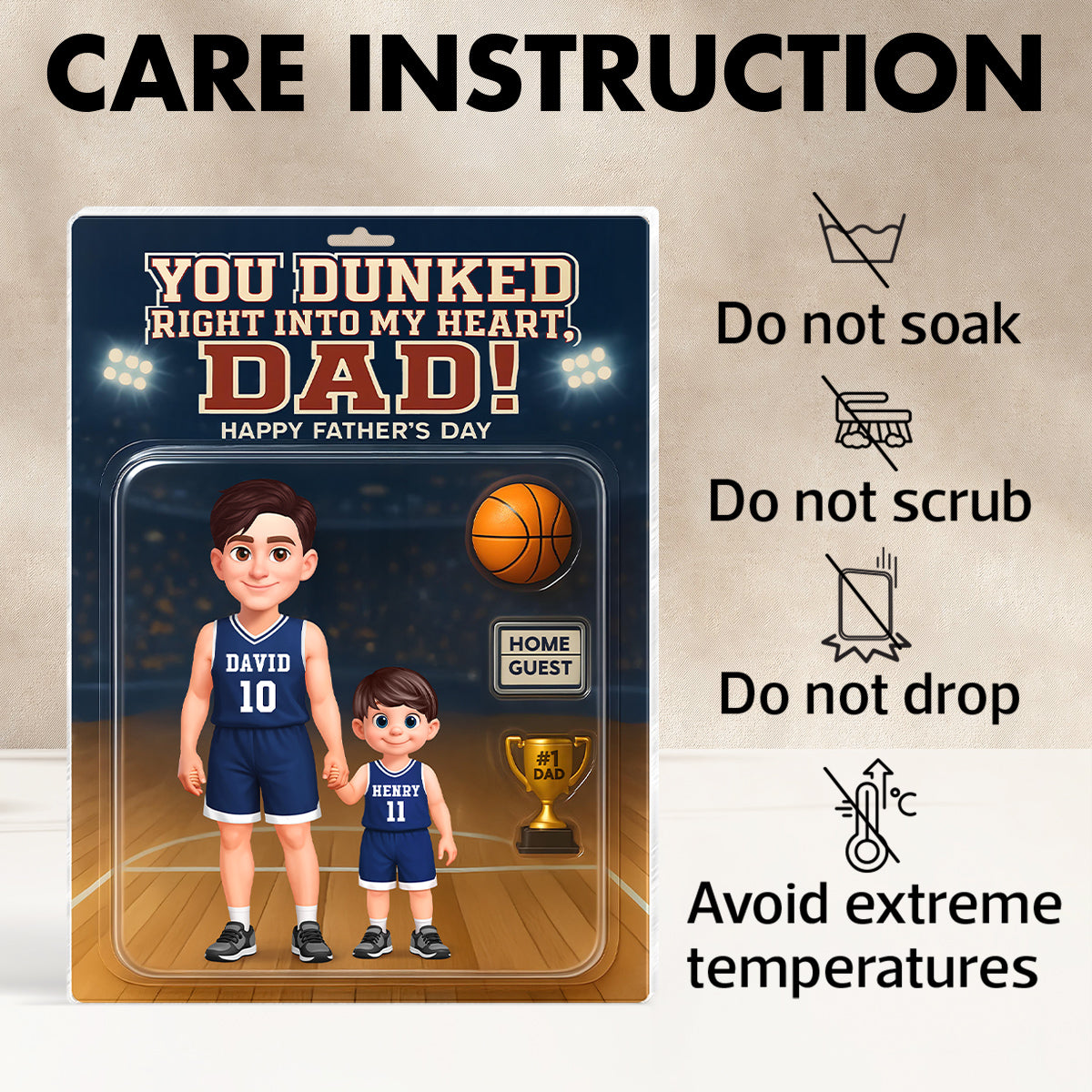 Basketball Dad You Dunked Right Into My Heart - Personalized Acrylic Block Plaque -  Gift For Basketball Dad, Husband