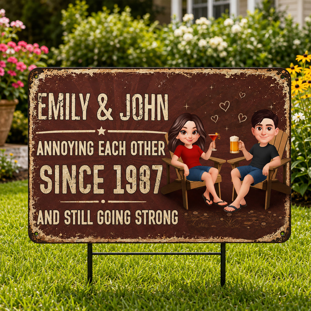 Couple Annoying Each Other - Personalized Metal Sign - Funny Couple Gift, Anniversary Gift for Him, for Her