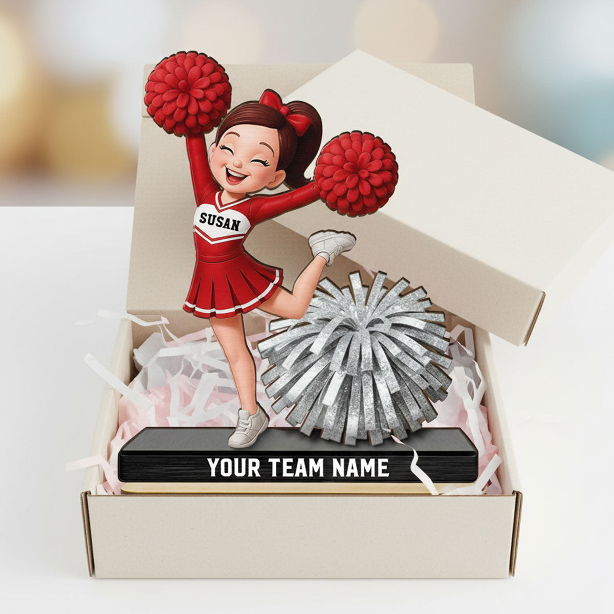Proud Cheerleader - Personalized 2-Layered Wooden Plaque - Gift For Cheerleaders