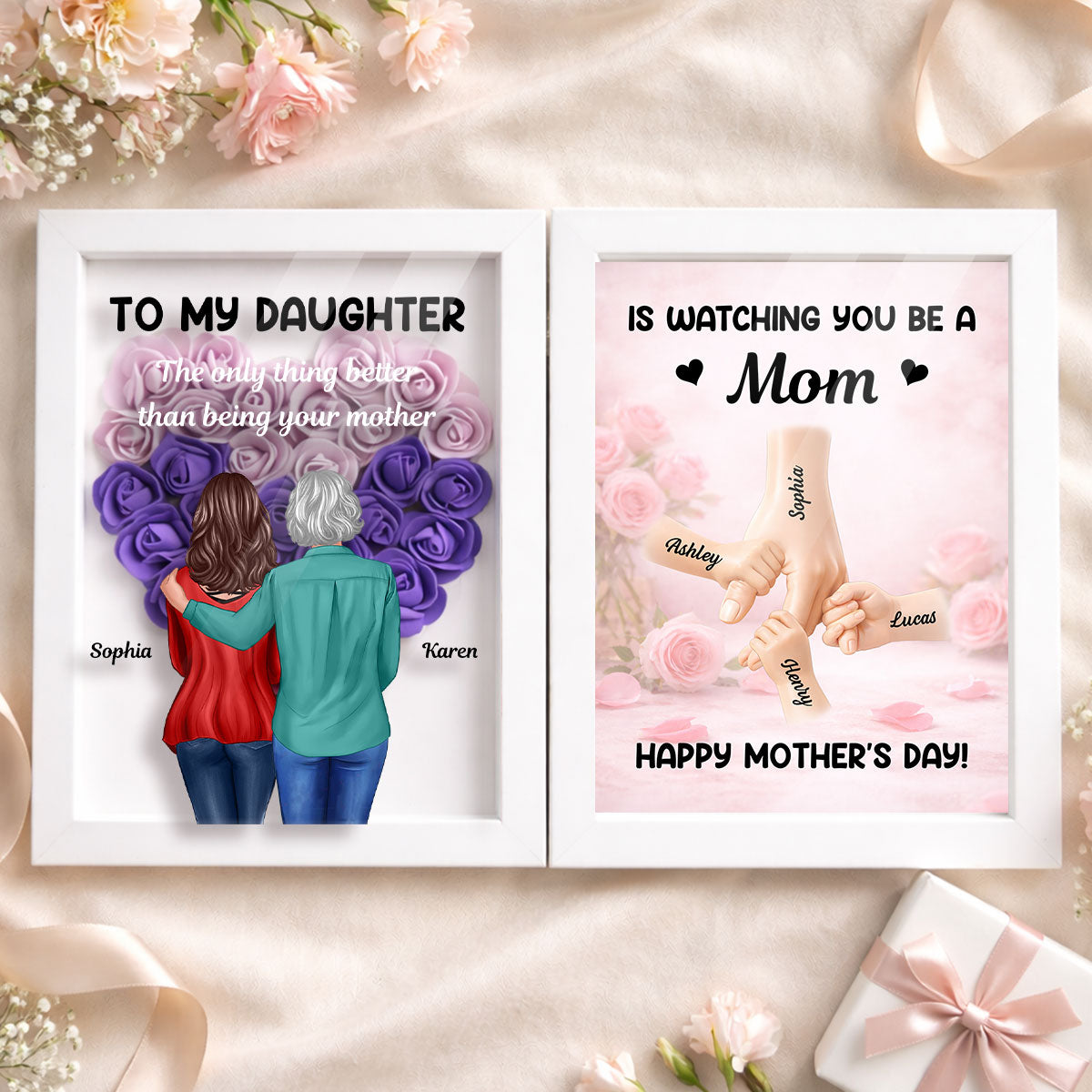 The Only Thing Better Than Being Your Mother - Personalized Flower Shadow Box - Gift For Daughter, Mom