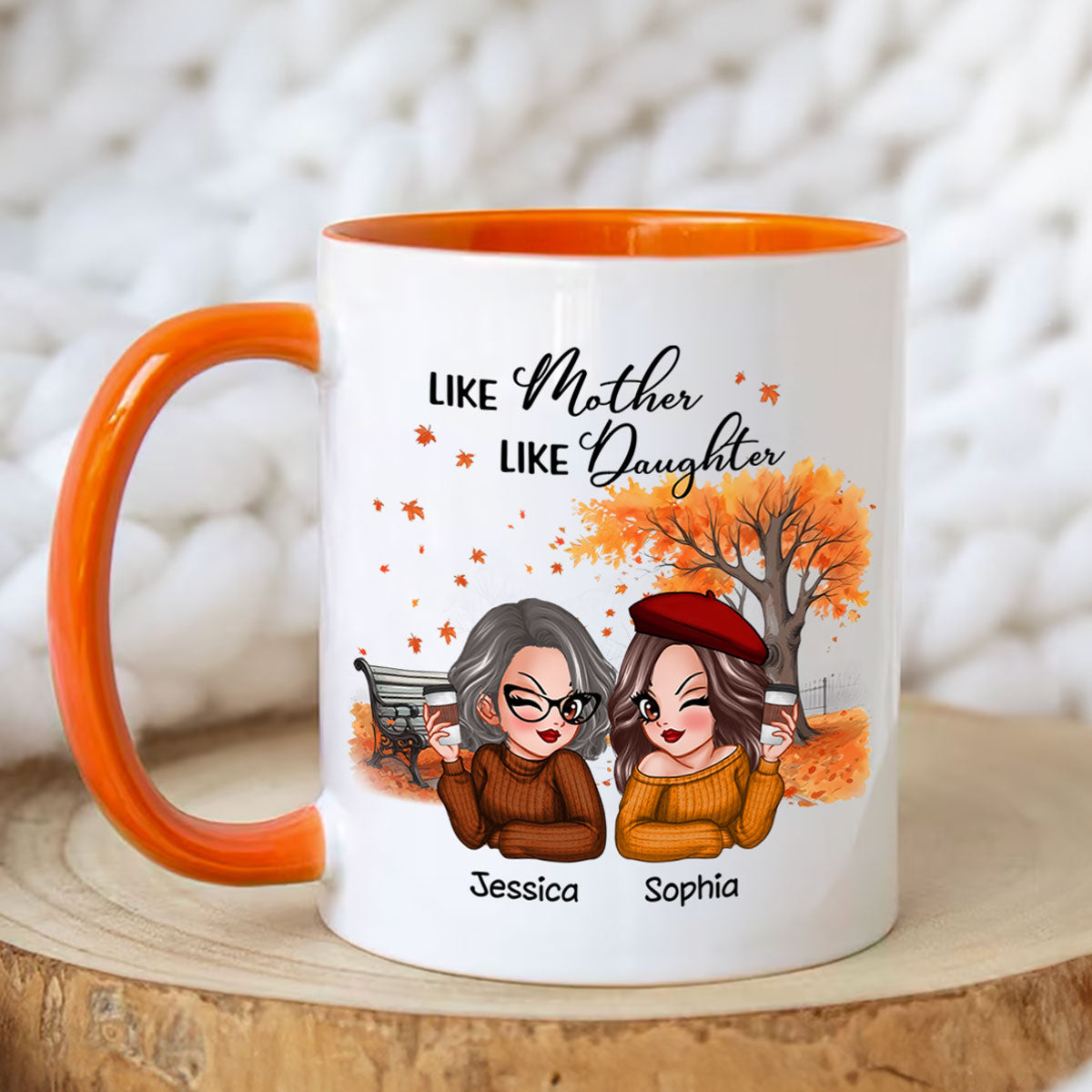 Mother And Daughter Pretty Woman Fall Season Personalized Mug