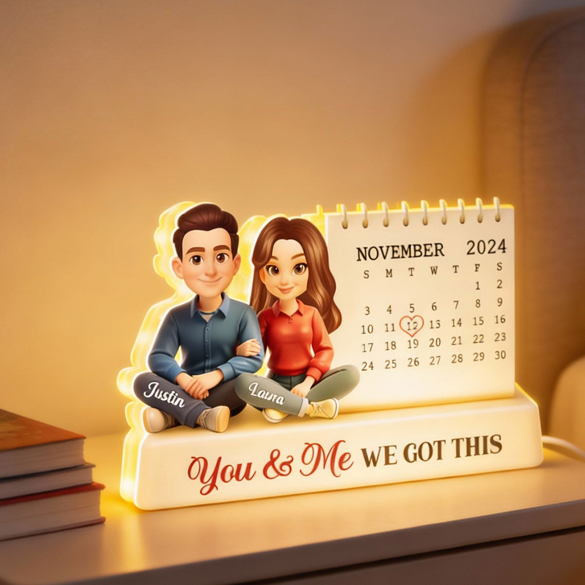 Anniversary Custom Date Calendar - Personalized Light Box - Gift for Couple, for Him, for Her
