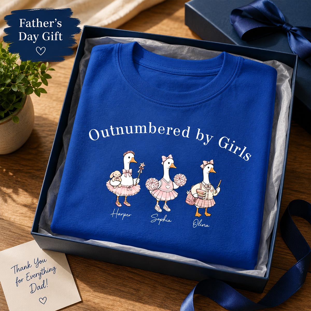 Outnumbered By Girls Cute Goose - Personalized Shirt - Father's Day Gift For Husband, Girl Dad