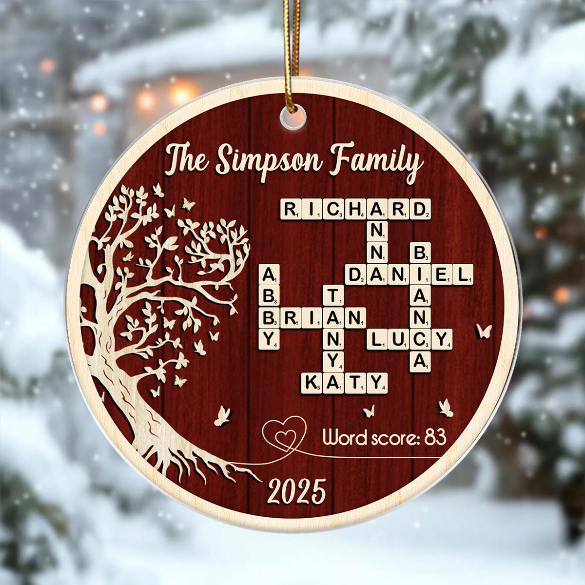 Family Tree of Life Crossword - Personalized Acrylic Ornament - Thoughtful Christmas Gift for Loved Ones