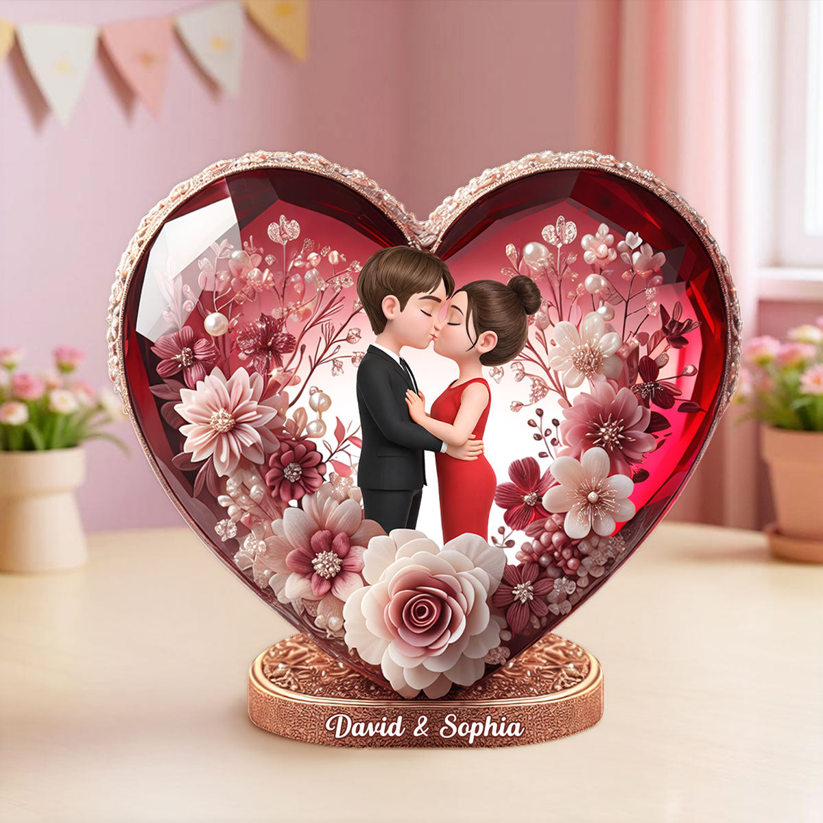 Eternal Love Heart - Personalized Acrylic Block Plaque - Anniversary, Valentine's Day Gift, Gift For Him, Gift For Her