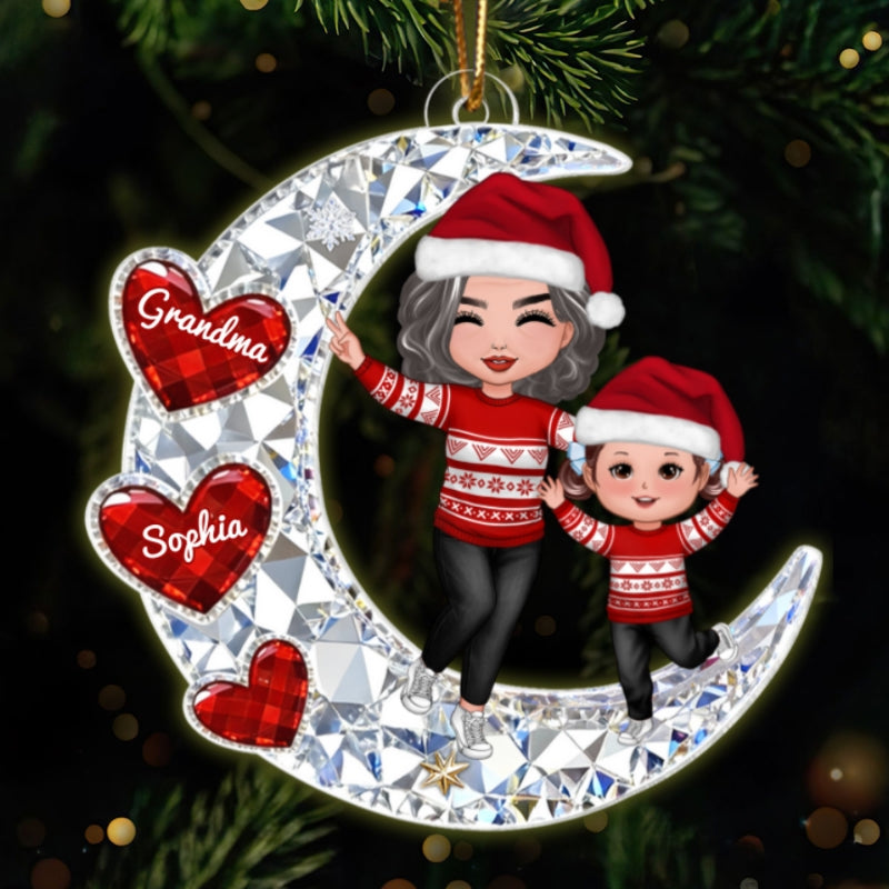 3D Crystal Effect Happy Grandma Grandkids - Personalized Acrylic Ornament - Christmas Gift for Grandma, Grandkids