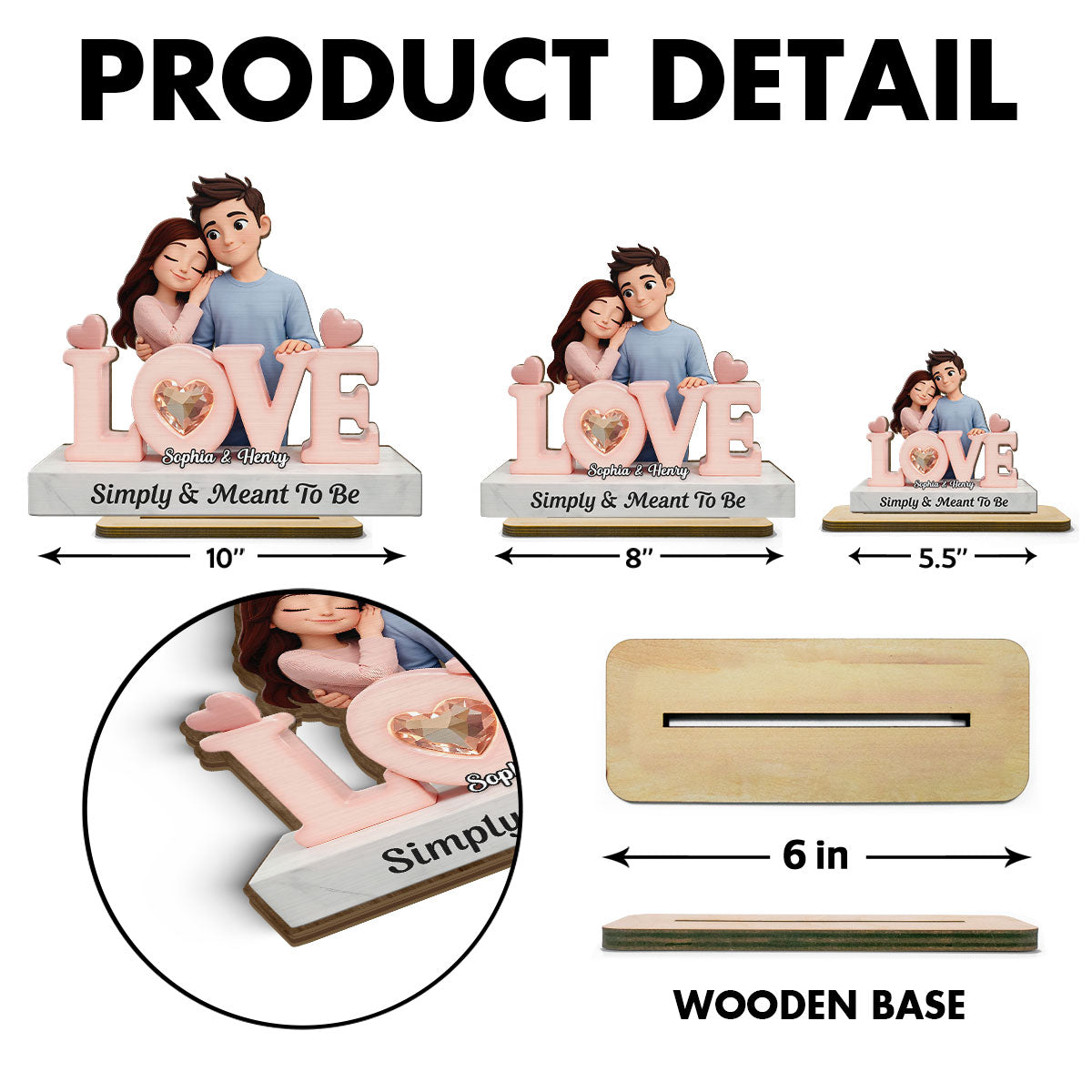 Simply & Meant To Be Romantic Couple - Personalized 2-Layered Wooden Plaque - Valentine's Gift For Him, For Her, For Couple