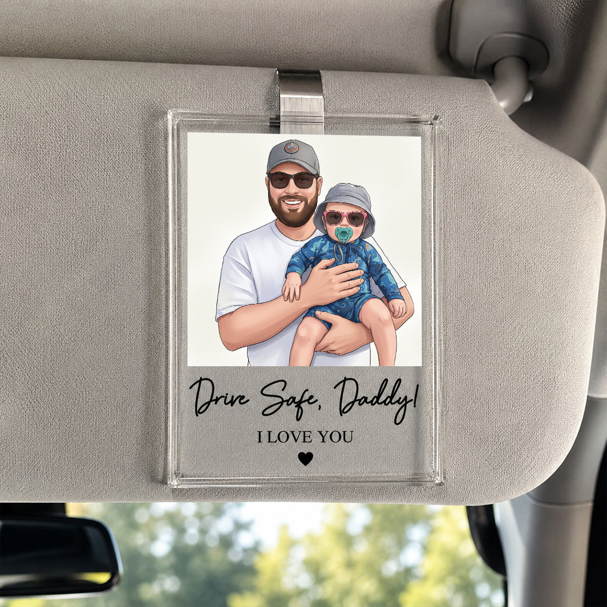 Drive Safe Dad Custom Photo - Personalized Car Visor Clip - Father's Day Gift for Dad, Husband