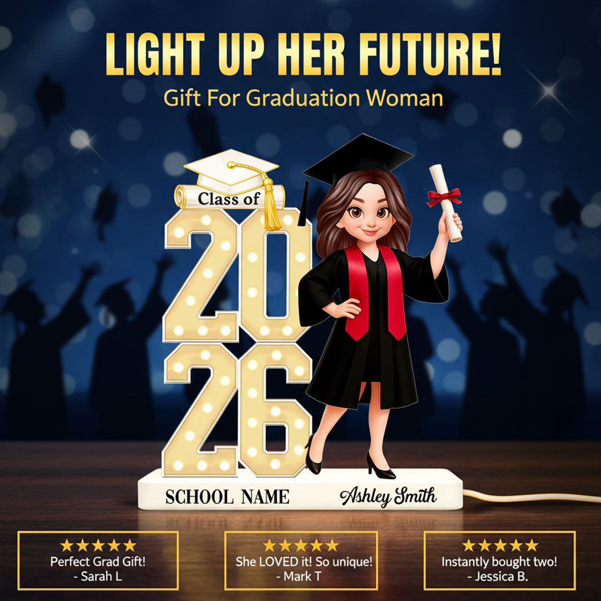 Class Of 2026 2027 Senior 2D Flat - Personalized Light Box - Graduation Gift For Graduates, Daughter, Son