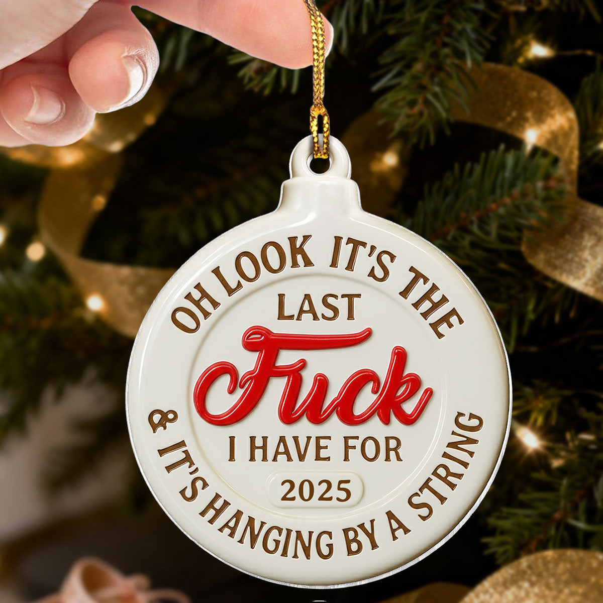 Funny Adult Humor Last Nerve On String - Personalized Acrylic Ornament - White Elephant Gift, Secret Santa Gag Gift