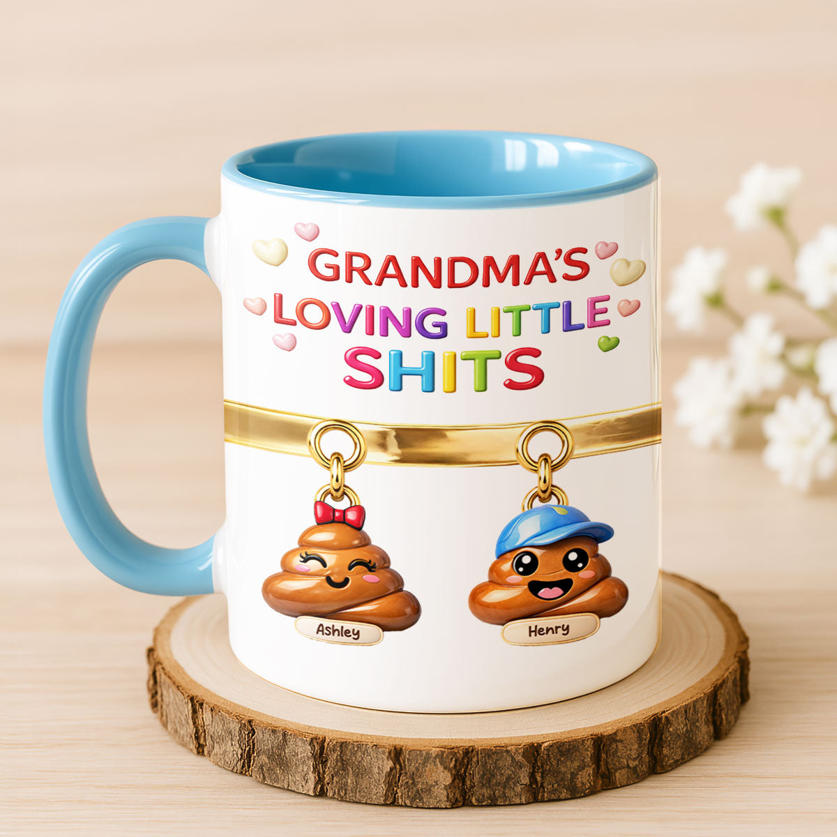 Grandma Mom's Loving Little Shi*t - Personalized Mug - Funny Mother's Day Gift for Grandma, Mom