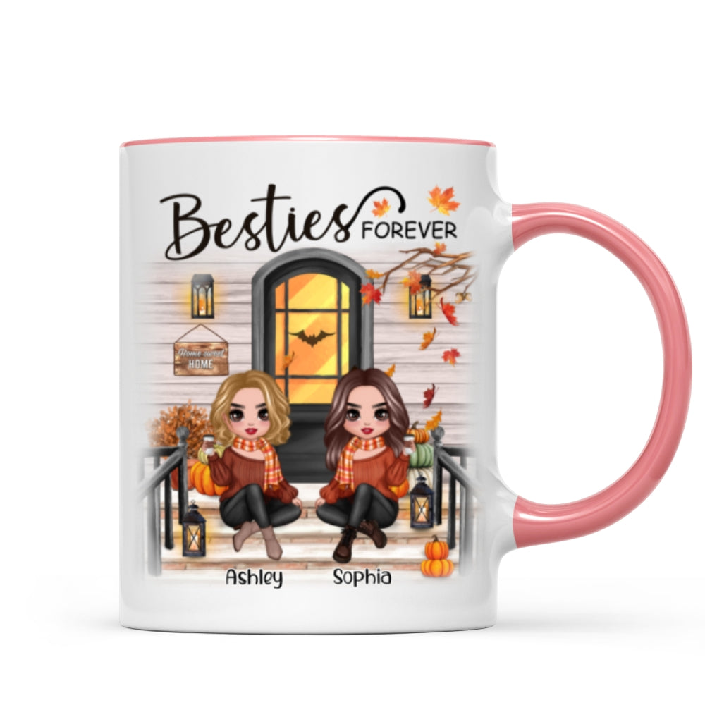 Fall Season Best Friends Sisters Front Porch Personalized Mug (11oz)