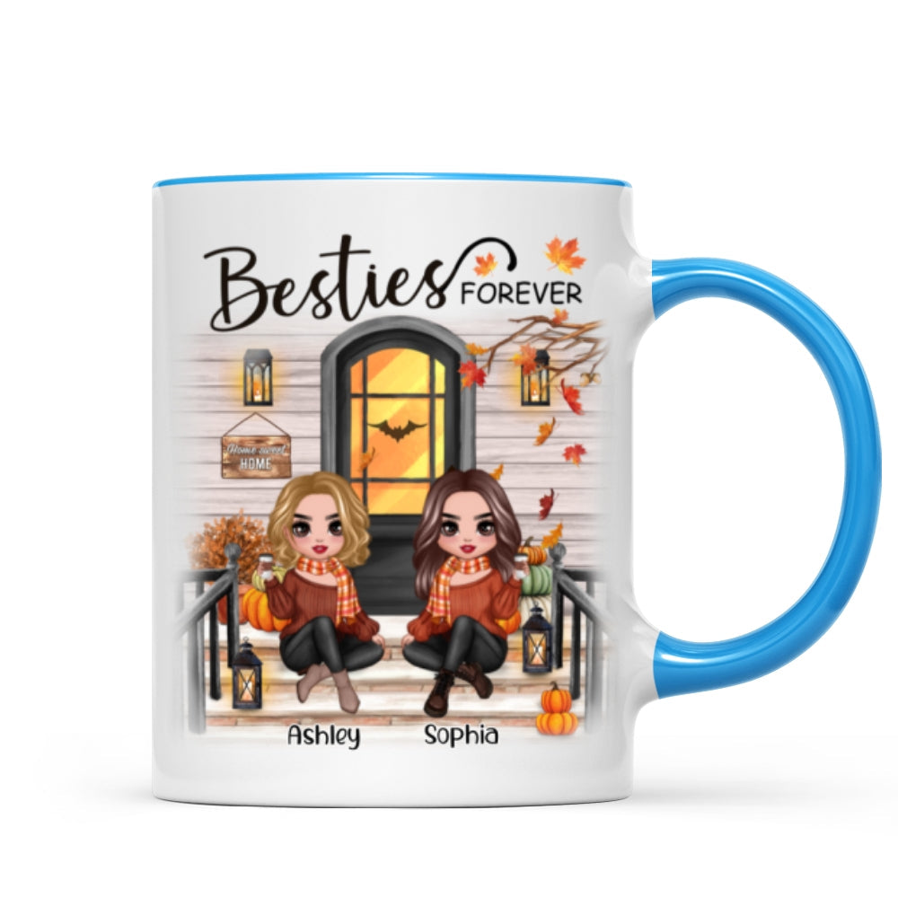 Fall Season Best Friends Sisters Front Porch Personalized Mug (11oz)