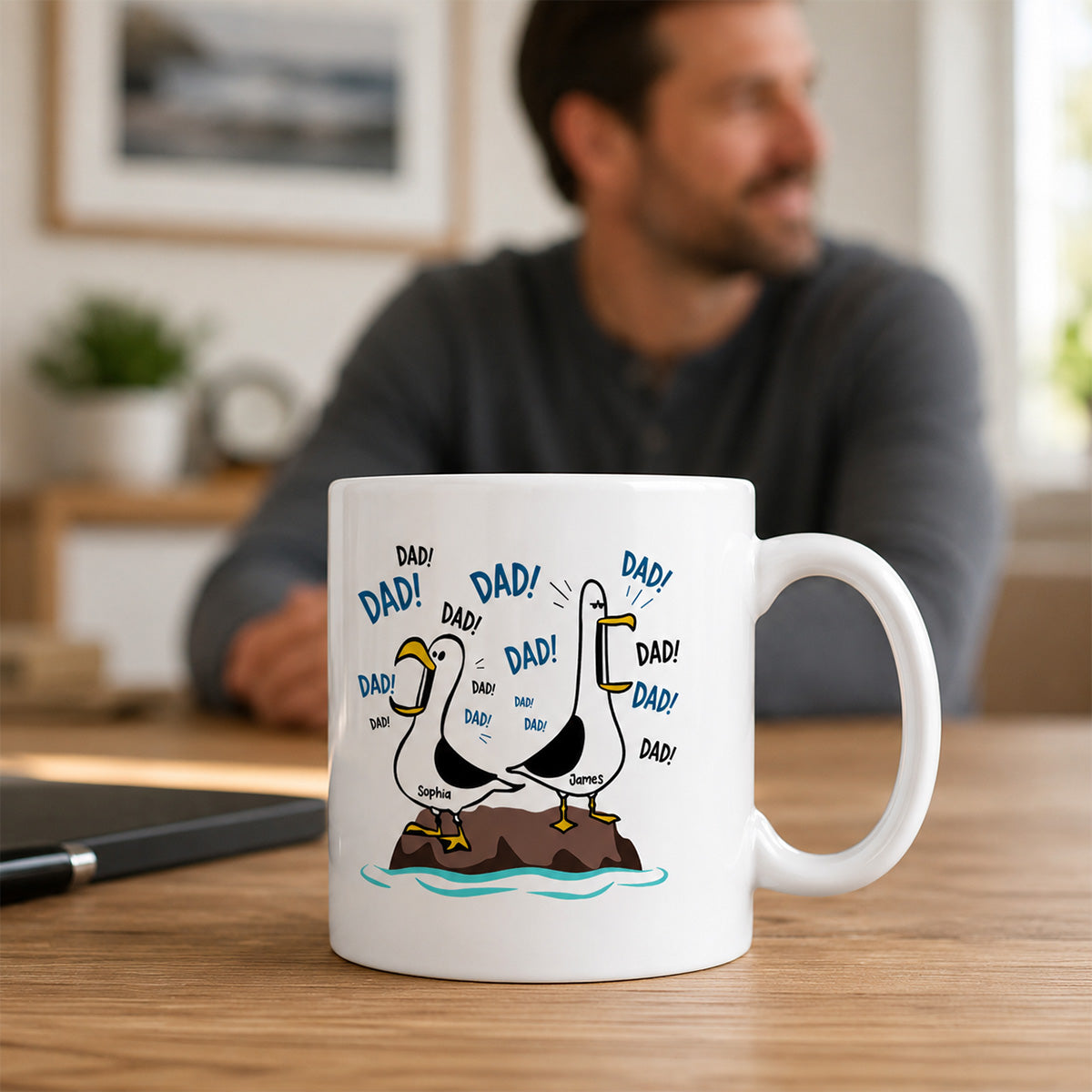 Seagull Dad! Dad! Dad! - Personalized Mug - Funny Father's Day Gift For Dad, Husband