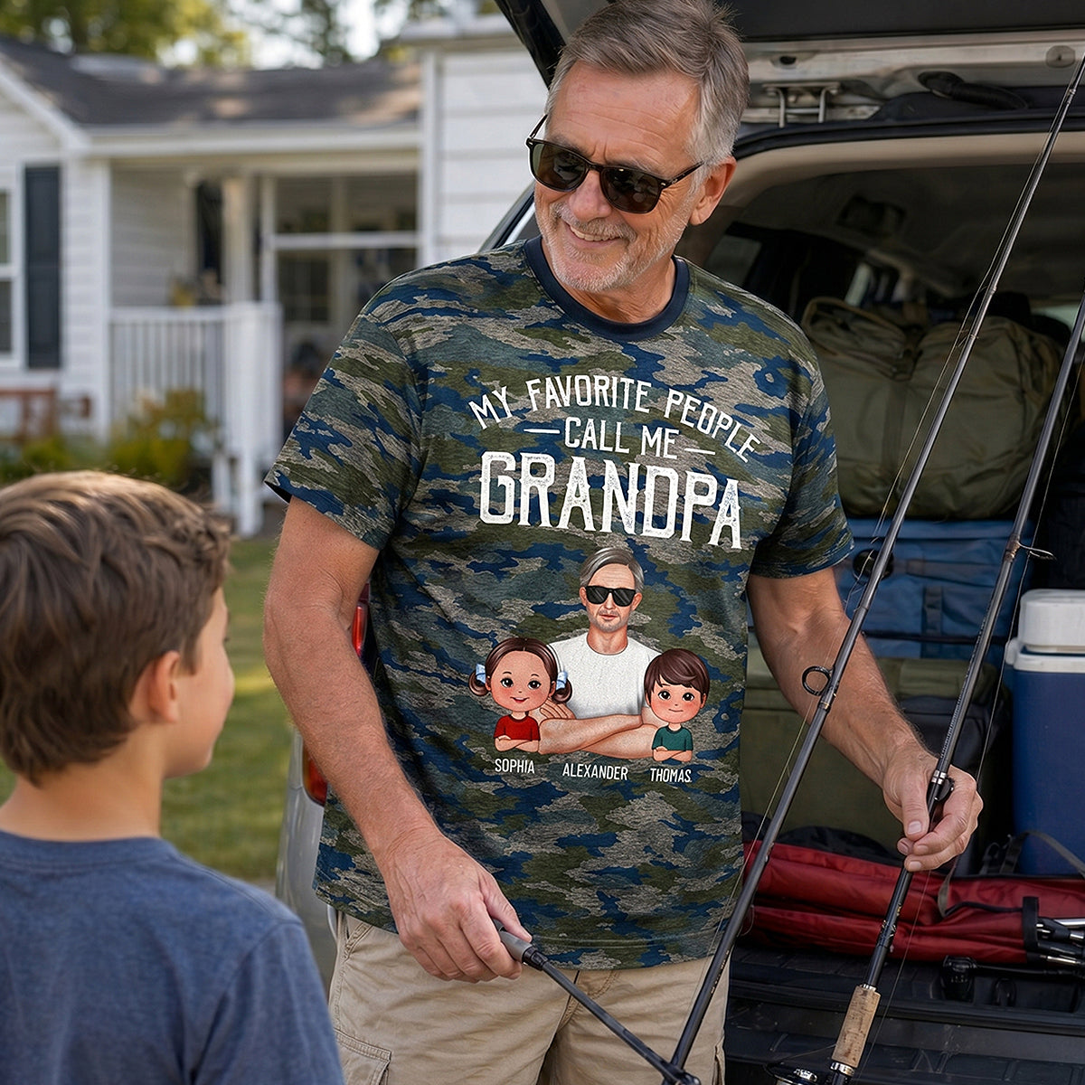 My Favorite People Call Me Grandpa Camo Pattern - Personalized Shirt - Father's Day Gift For Husband, Dad, Grandpa