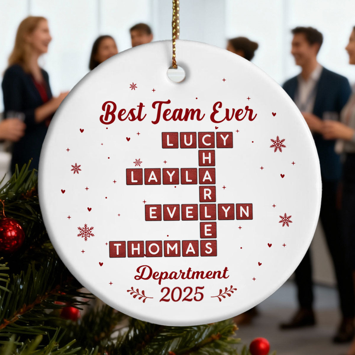 Best Team Ever Crossword Puzzle - Personalized Ceramic Ornament - Coworkers, Colleagues Gift Exchange