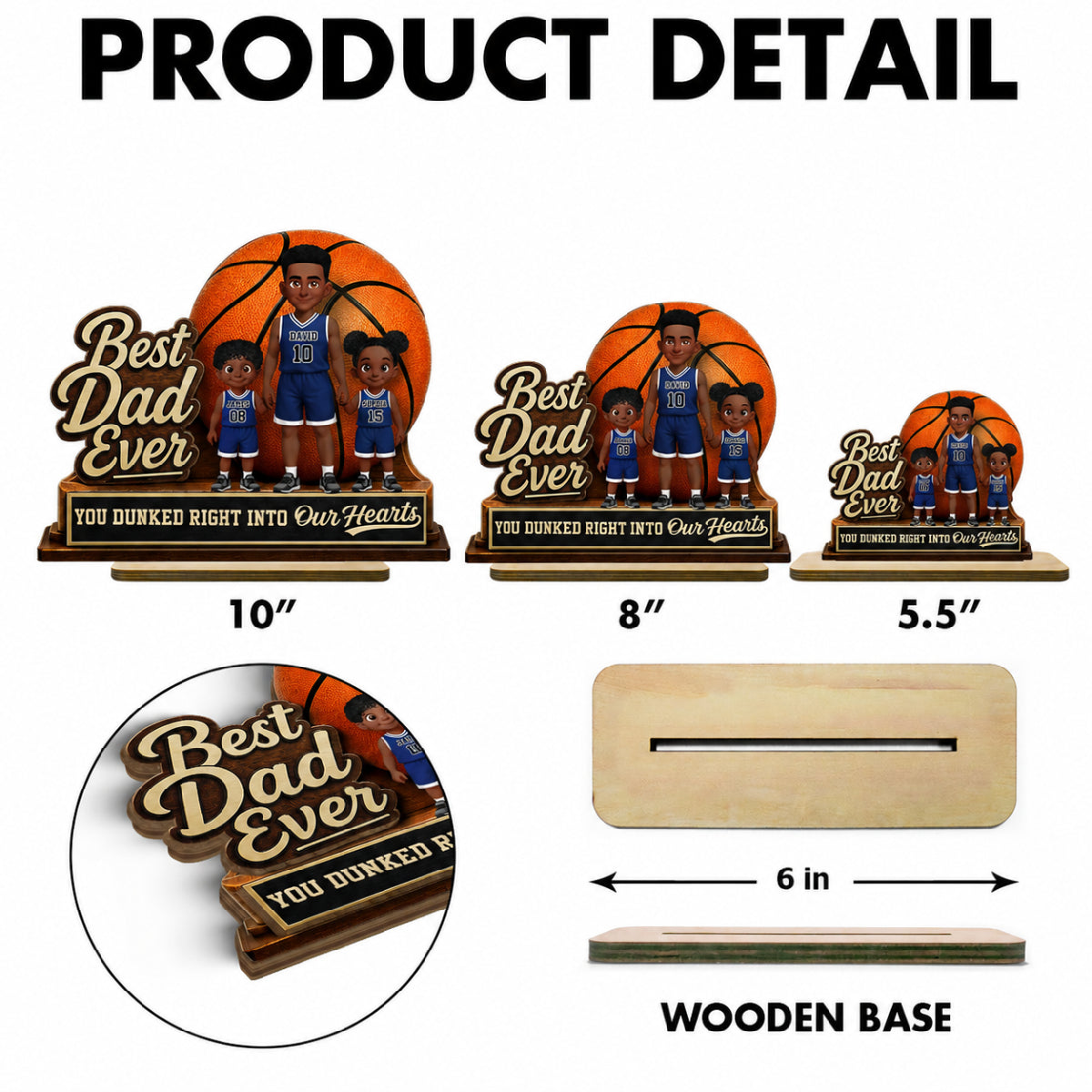 You Dunked Right Into Our Heart - Personalized 2-Layered Wooden Plaque -  Gift For Basketball Dad