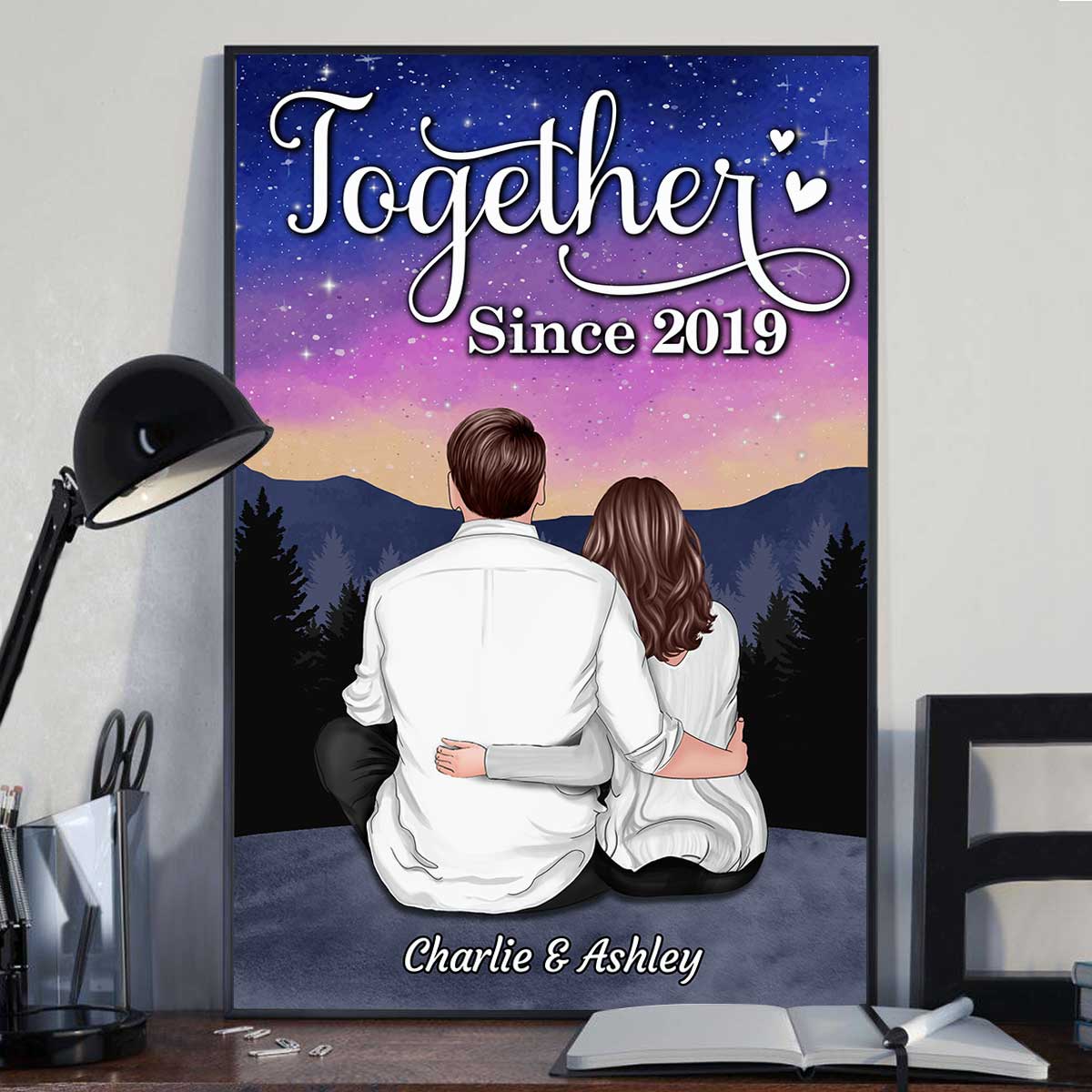 Galaxy Night Favorite Place Is Next To You Couple Sitting Back View Personalized Poster