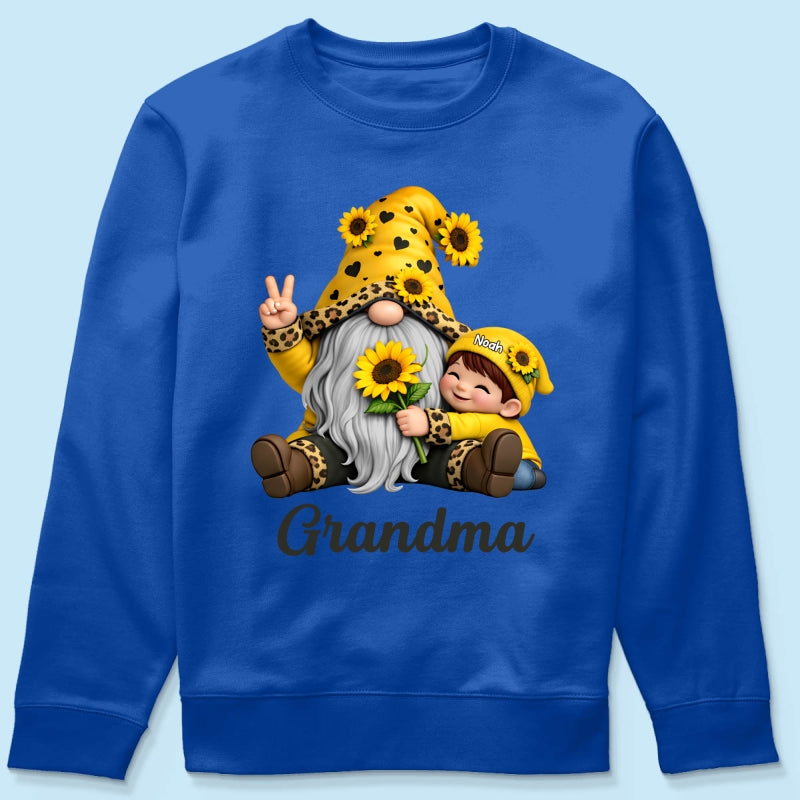 Gnome Grandma & Grandkids Sunflower - Personalized Shirt - Sentimental Gift for Grandma