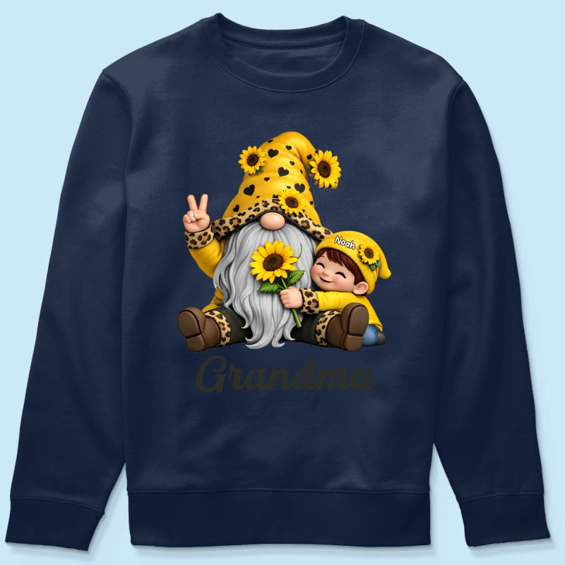 Gnome Grandma & Grandkids Sunflower - Personalized Shirt - Sentimental Gift for Grandma
